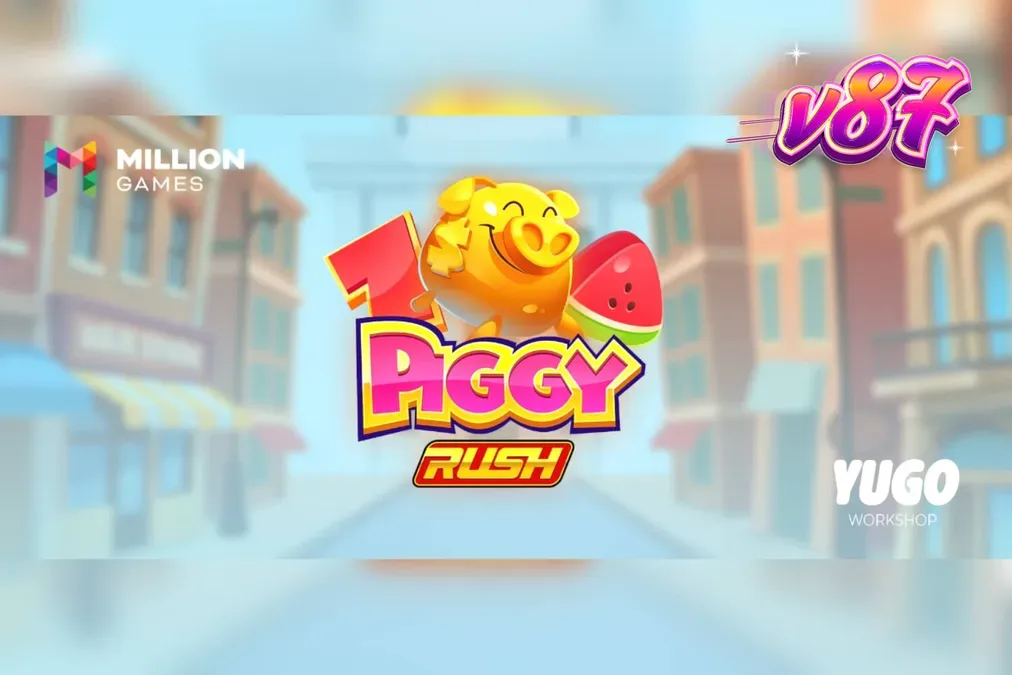 Tampilan visual slot Piggy Rush dengan karakter babi dan simbol buah