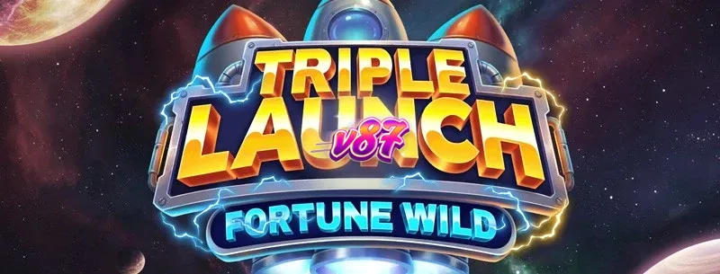 Tampilan visual mesin slot Triple Launch Fortune Wild yang futuristik